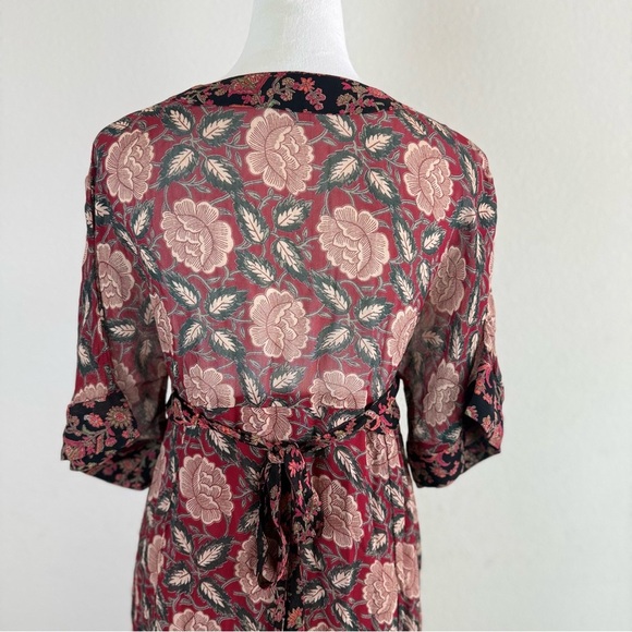 ASOS Women’s Pink and Brown Midi Sundress with Bishop‎ Sleeves Size 2 - Picture 6 of 11